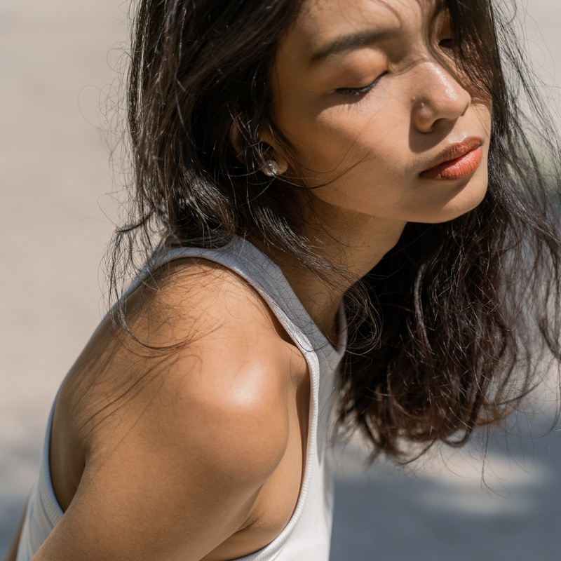 Woman in White Casual Clothes