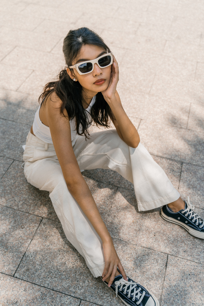 Woman in White Casual Clothes